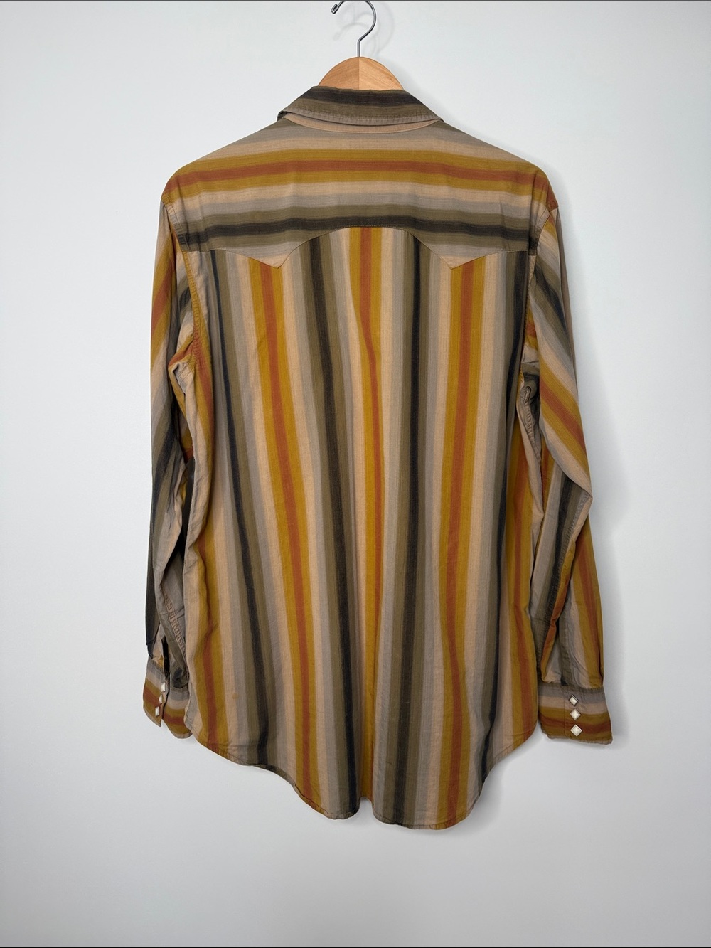 Lucky Brand Cotton Stripe Pearl Snap Long Sleeve Shirt Size Large - Picture 6 of 9